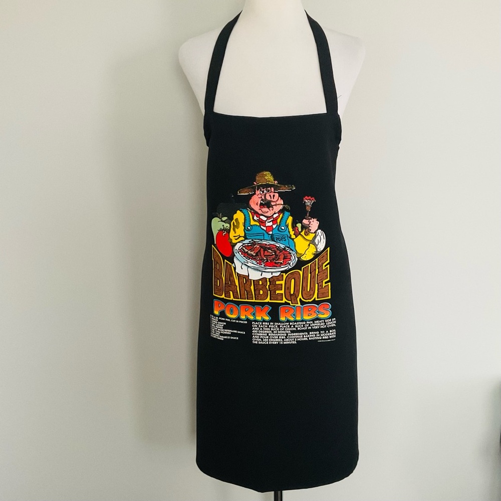 VTG ‘93 Kelley & Abide New Orleans Cooking Apron Barbeque Pork Ribs Recipe - USA